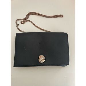 Zara TRF Women's Black Leather Chain Strap Crossbody Sling Purse Bag Small